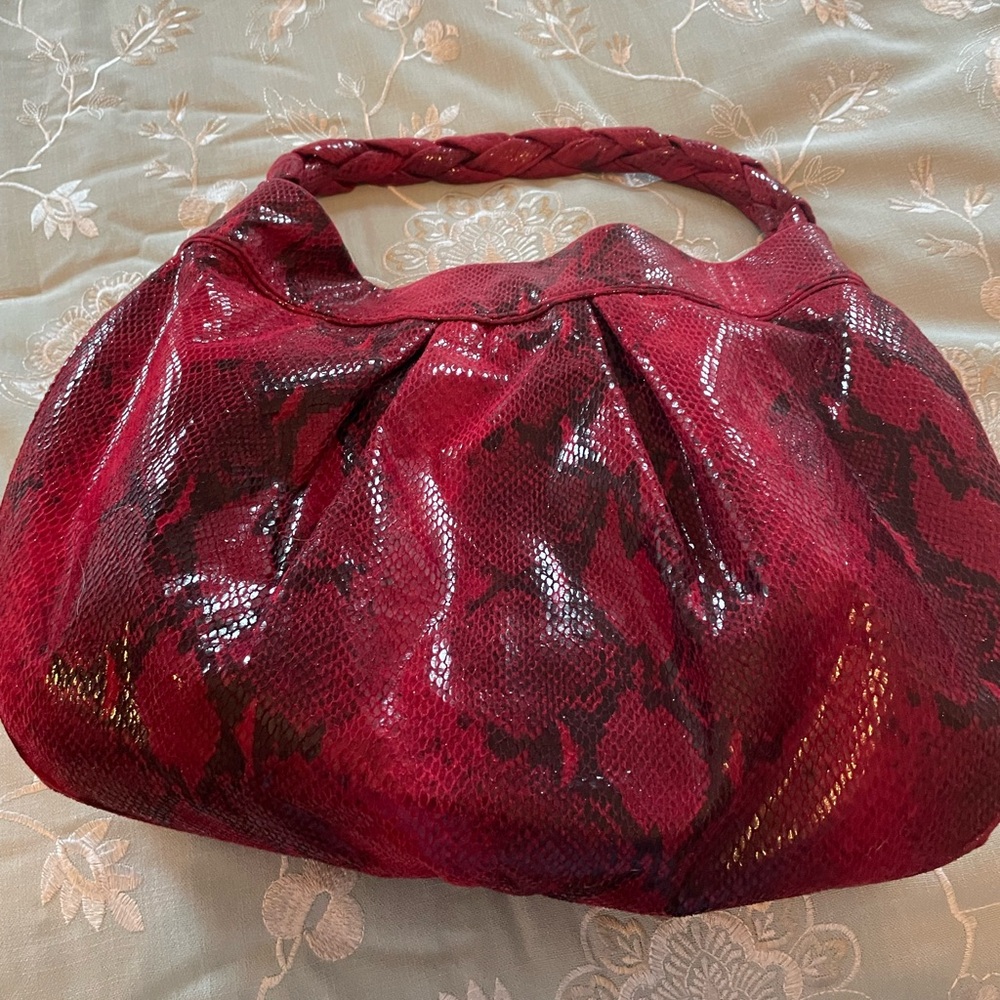 GIANNI BINI RED Snakeskin Pattern Handbag